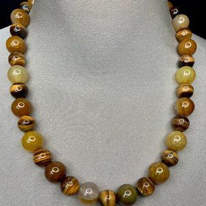 Tiger eye /yellow agate necklace
